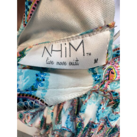 Nhim Womens Paisley Maxi Dress Sze M Multicolor Strappy Summer Beach V-Neck Chic - Picture 3 of 13